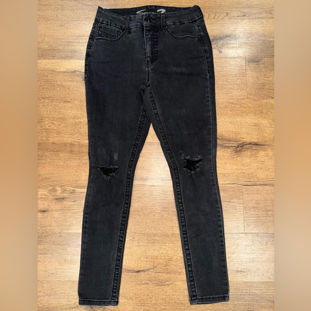 Seven7 Tummyless High Rise Skinny Black Jeans Size 6